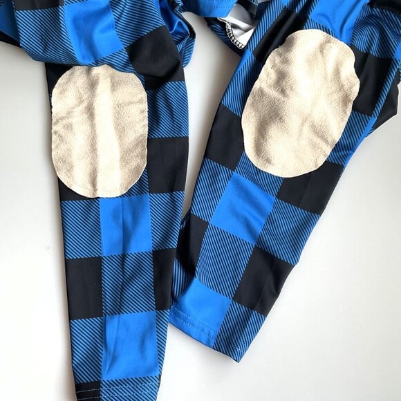 BLUE PLAID COLORBLOCK ELBOW PATCH CARDIGAN GUC - Picture 8 of 11